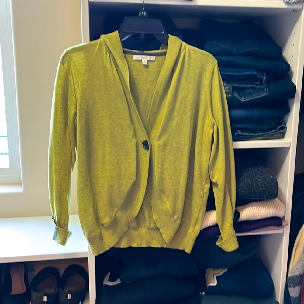CABI Linen Blend Hooded Cardigan Size Large style #282